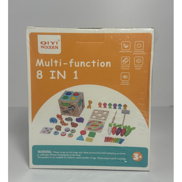 Игрушка  деревянная  развивающий сортер 8в1  14*14*16 см