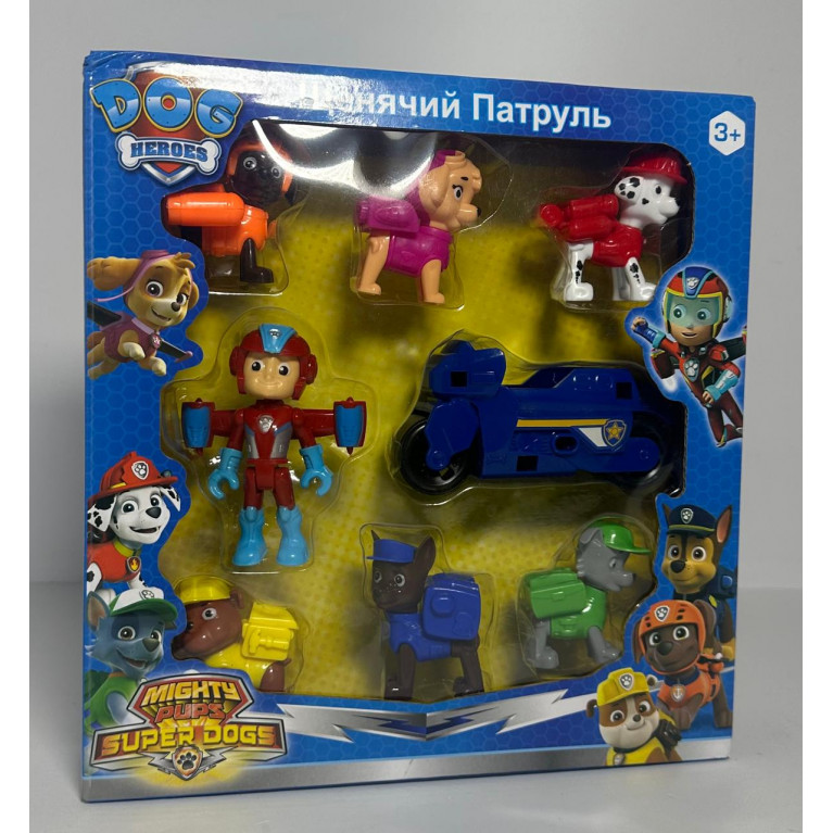 Игрушка набор героев в коробке 7в1 + мото 26*6*27 см 7138