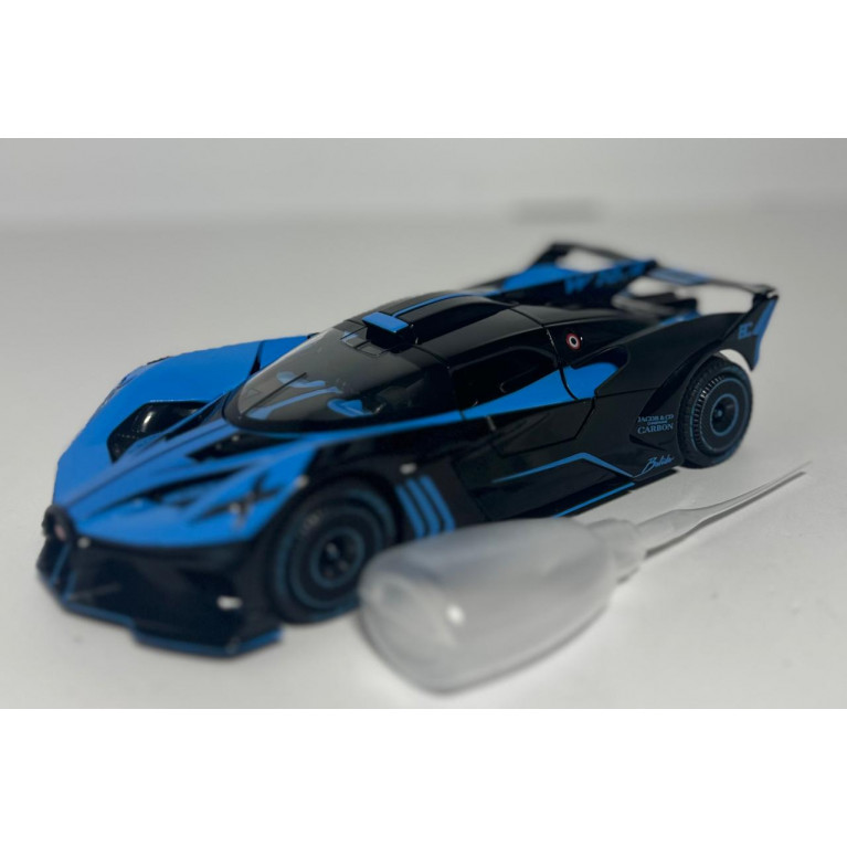 Машина металл без коробки поворачивает колёса с руля, дым ,  свет, звук ,открываются двери ,багажник, капот 1:24