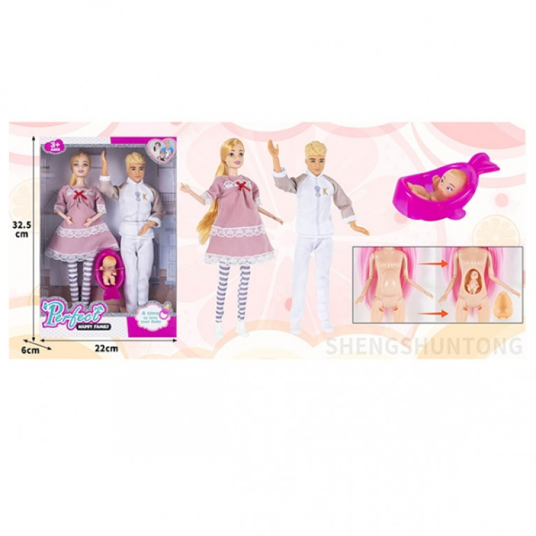 Набор "Семья": 3 куклы, ручки на шарнирах, в/к 32,5*22*6 см