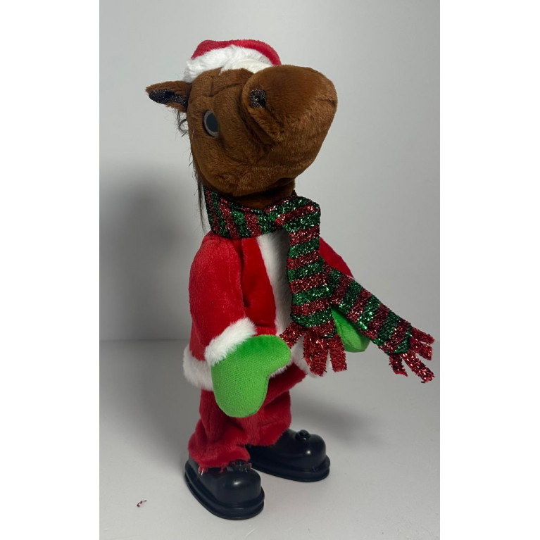 Игрушка лошадь в костюме деда мороза ,  повторяет ,движение, 5 песен,звук 30 см