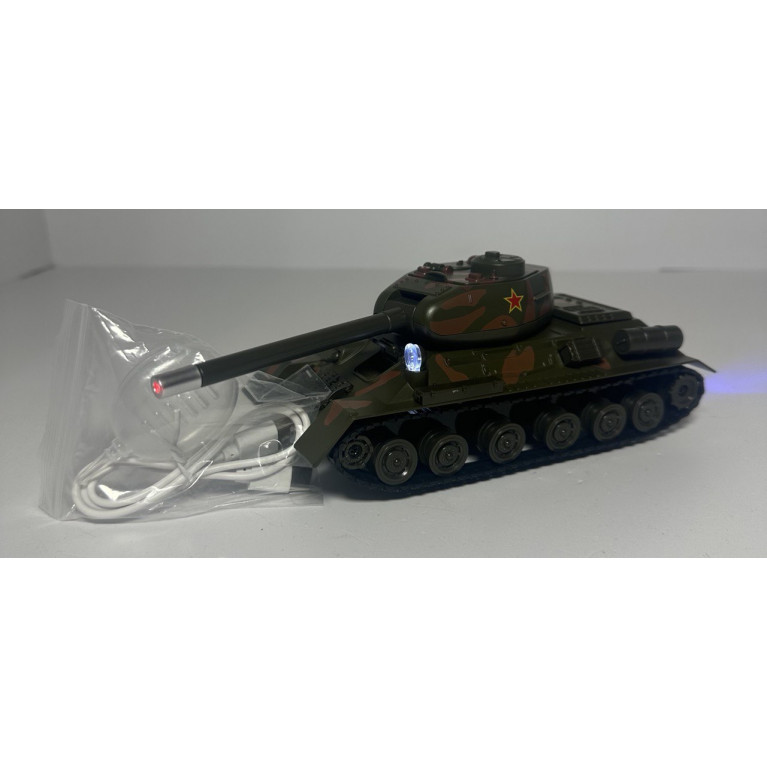 Игрушка танк металл без коробки на аккумуляторе  1:24 17 см свет, звук , дым т-34  ооо