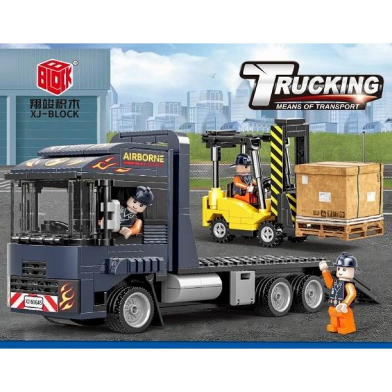 Конструктор XJ-849D Техника "Вилочный погрузчик-транспортер" 404 дет. 48x70x30 см