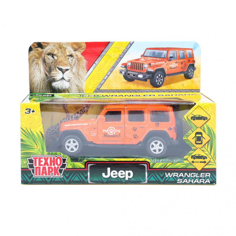 ааааа Машина металл JEEP WRANGLER SAHARA САФАРИ 12 см, двери, багаж, инерц, кор. Технопарк в кор.2*36шт