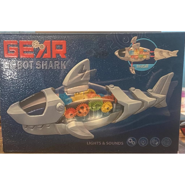 Игрушка акула прозрачная, с шестерёнками, свет, звук s-1 20*9*13 см