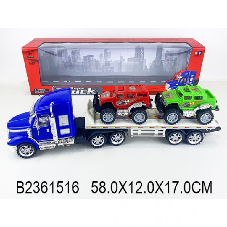 Трейлер инерц. с 2-мя машинками, цвет в ассорт. в кор. в кор.18шт