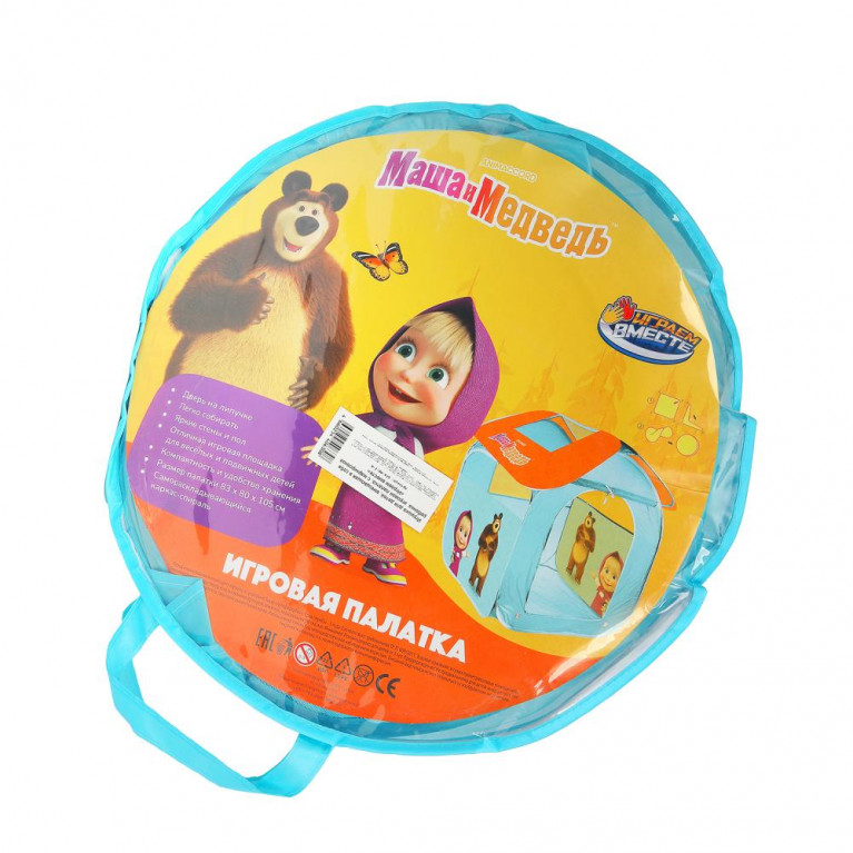 Детская игровая палатка Маша и Медведь 83х80х105см, в сумке Играем вместе в кор.24шт