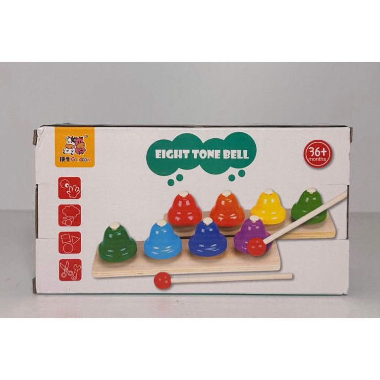 Игрушка  деревянная  ксилофон разноцветные колокольчики 23*8*12 см ффф