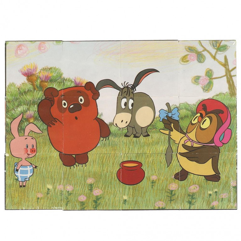 Винни-пух. набор из 12-и кубиков  пленка СОЮЗМУЛЬТФИЛЬМ настольные игры Умные игры в кор.26наб