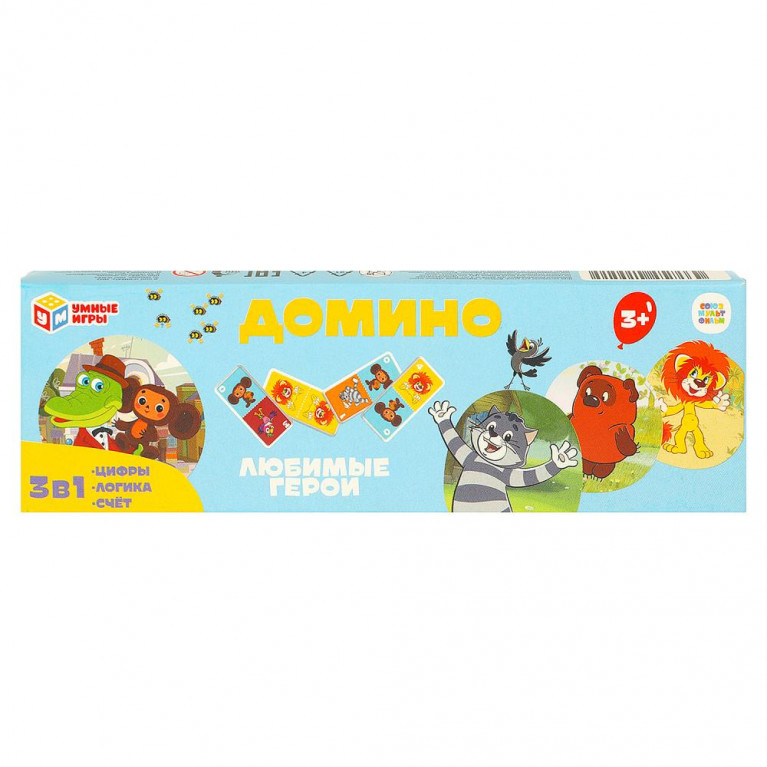Союзмультфильм. Любимые герои. Домино. 175х55х18 мм. Умные игры в кор.100шт