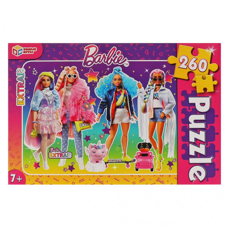 Барби. Пазлы классические в коробке. Пазл 260 деталей. Умные игры в кор.12шт