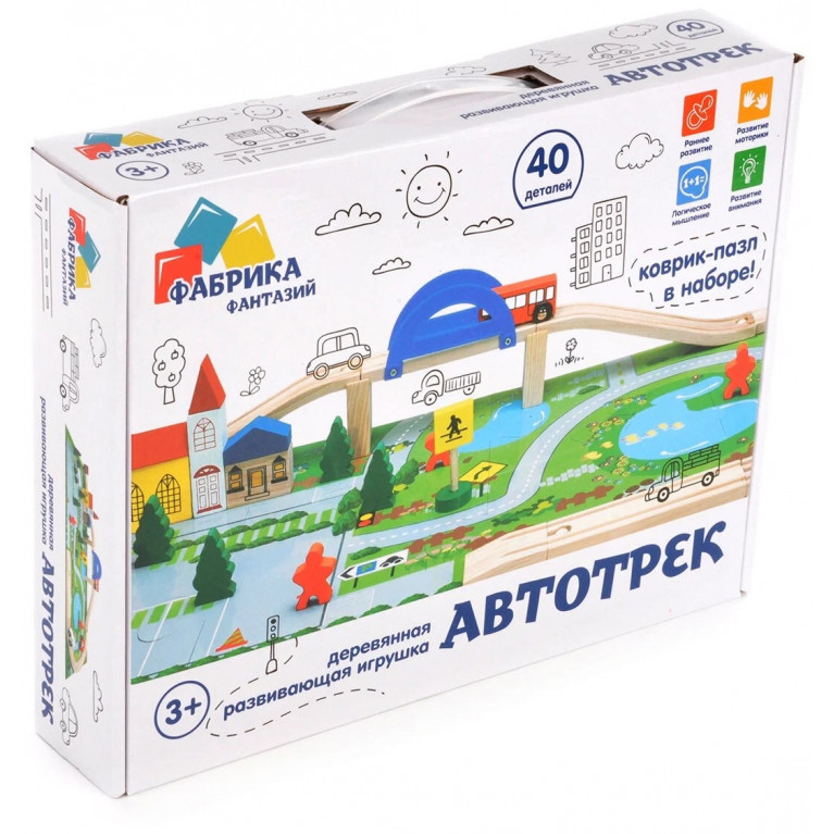 Игрушка деревянная автотрек  40 деталей 32*6*24,5 см 113124