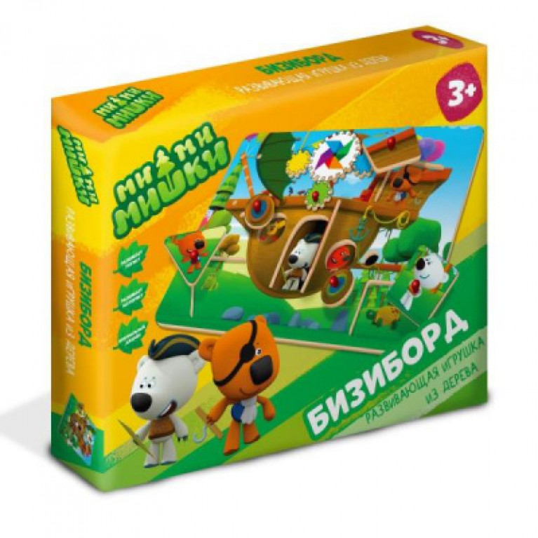 Игрушка деревянная бизиборд Ми-ми-мишки коробка Буратино в кор.24шт