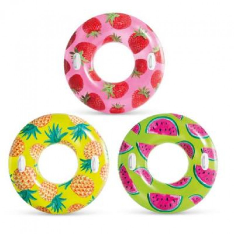 56261, Intex, Надувной круг 107см "Тропические фрукты" от 9 лет, 3 цвета, уп.12