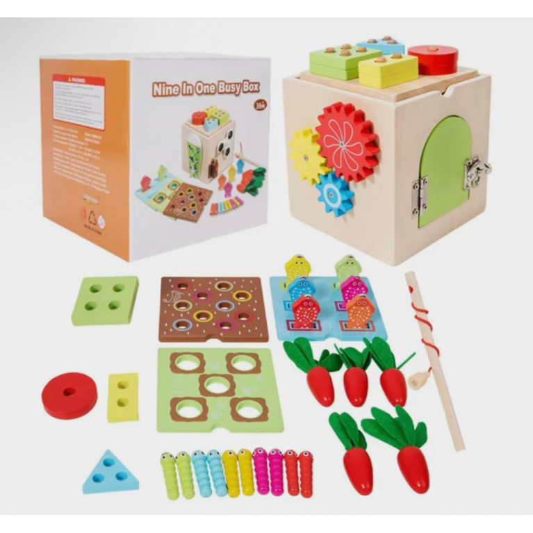Игрушка  развивающая бизиборд  деревянный 15*15*15 см ффф