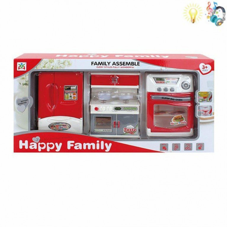Детский набор бытовой техники LS8340K, 43х22х9см, плита, холодильник, кухонный гарнитур, духовка   ффф