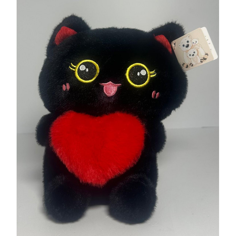 Игрушка мягкая кошка  с сердцем 20 см цвет в ассортименте  t5745