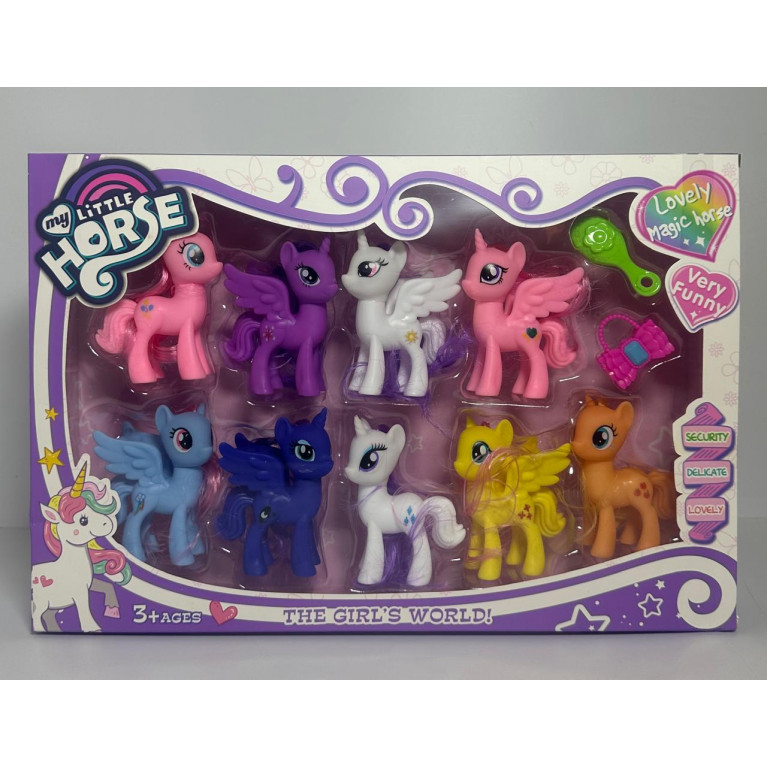 Игрушка набор пони в коробке 9в1 40*6,5*27 см  h1902