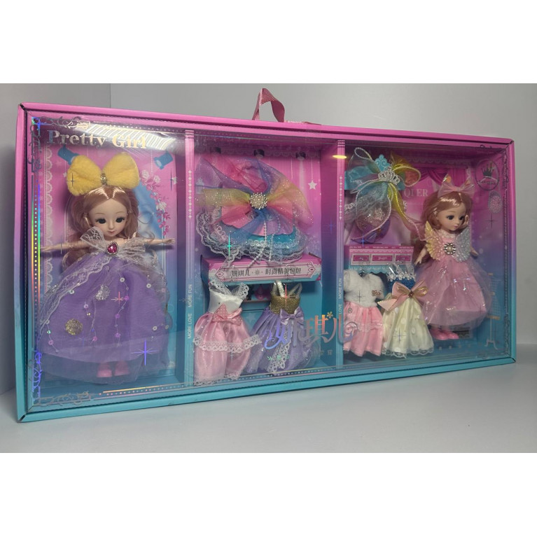 Игрушка набор 2 куклы 23 см  + аксессуары  в коробке 65*7,5*33,5 см 3688-207