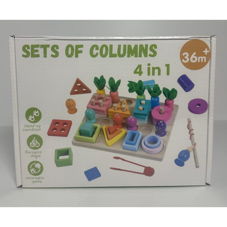 Игрушка  деревянная  развивающий сортер 4в1 24,5*6*18,5 см