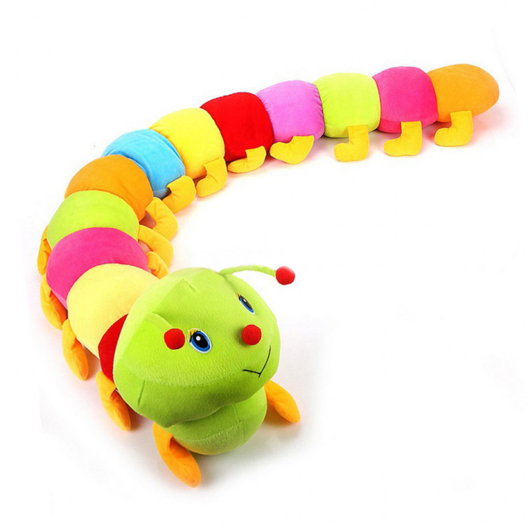 Игрушка мягкая гусеница разноцветная 100 см