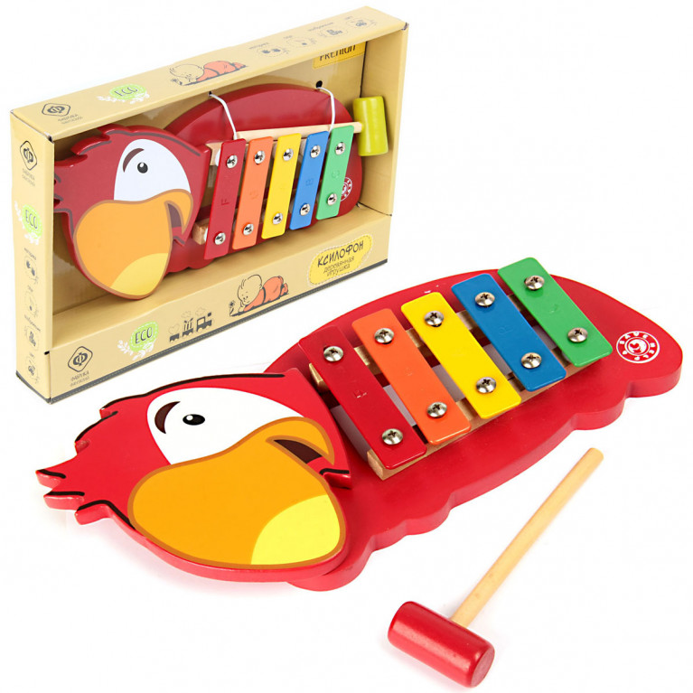 Деревянная игрушка-ксилофон "Попугайчик", Деревянная игрушка