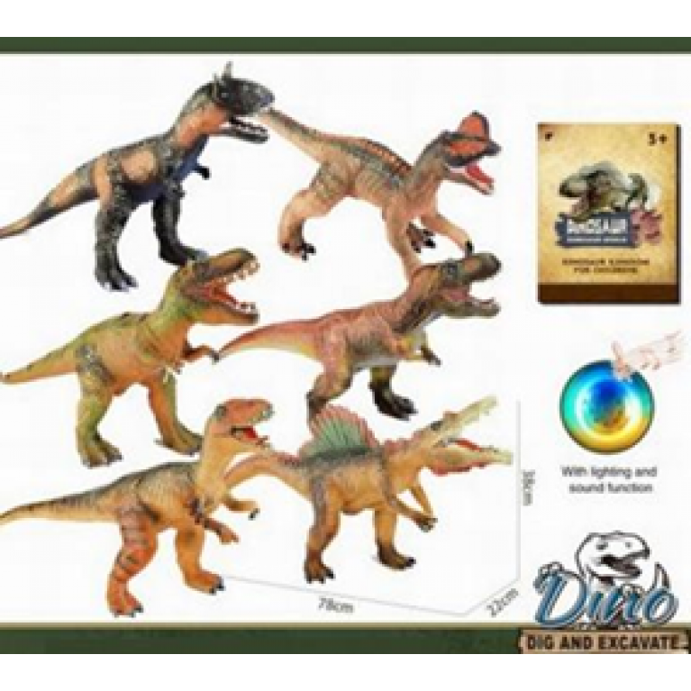 Фигурки Динозавров "Мегазавры" из мягкой резины +звук 6 видов 75х22х36 см