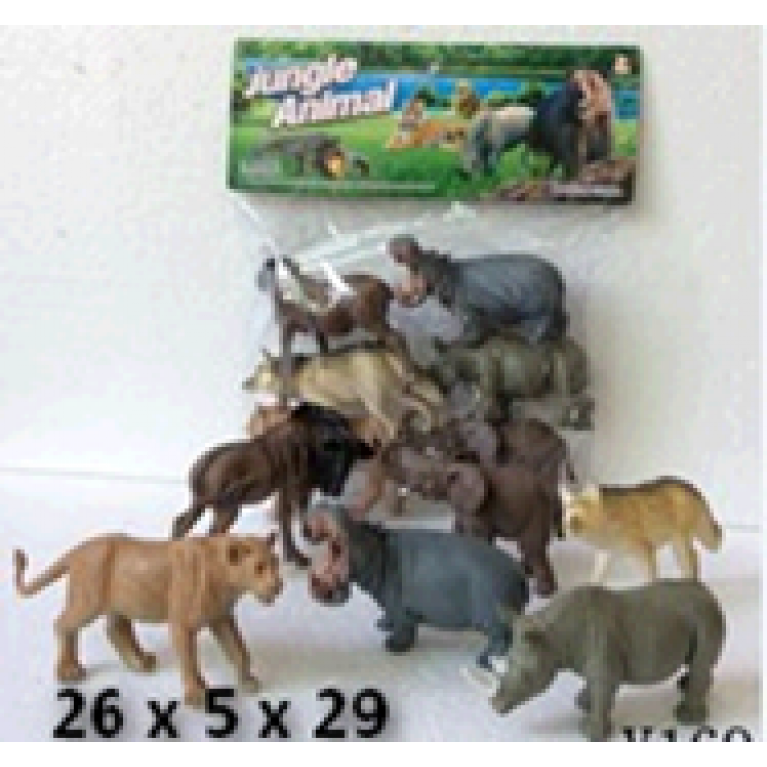 Пластизол. игрушки "Jungle Animal" в пакете (6 шт в наборе), №Y169,