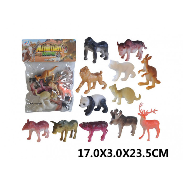 Игрушка детская:Набор животных в пакете 12 шт.
