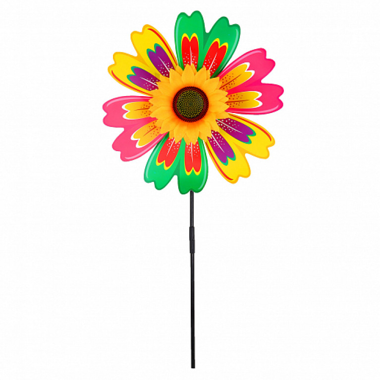 Ветерок,палочка52см+ цветок 37см,4 цвета микс, пластик плотный, в наборе 8 шт