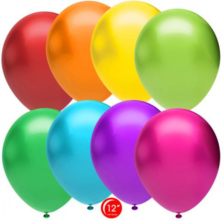Воздушные шары 12/30см цветные ассорти металлик