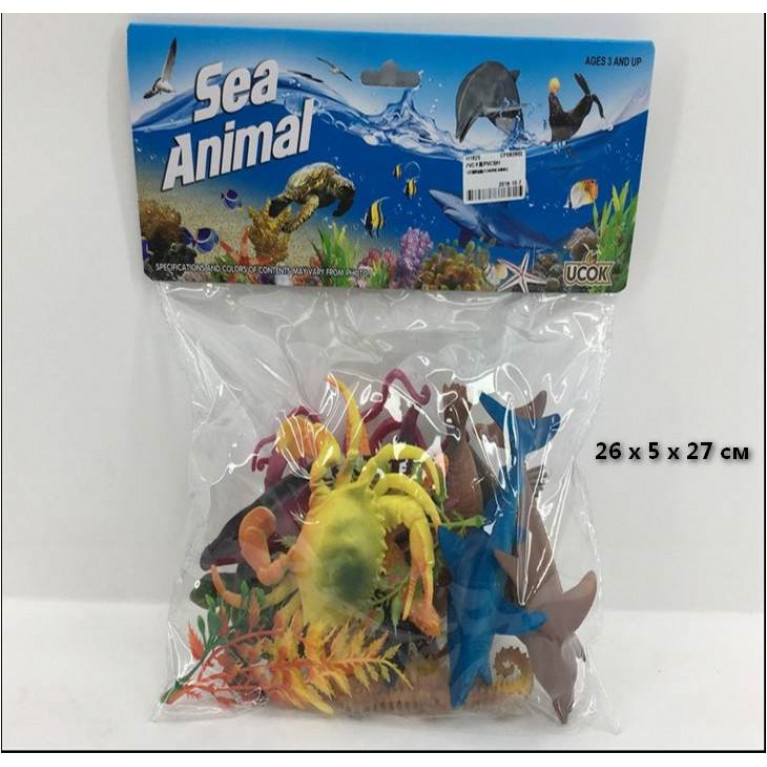 Пластизол. игрушки "Sea animal" в пакете (12 шт в наборе) H182S