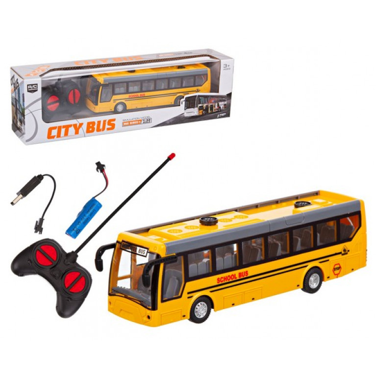 Автобус на р/у, световые эффекты, USB зарядное устройство, М1:32, в/к 35*7,5*10 см