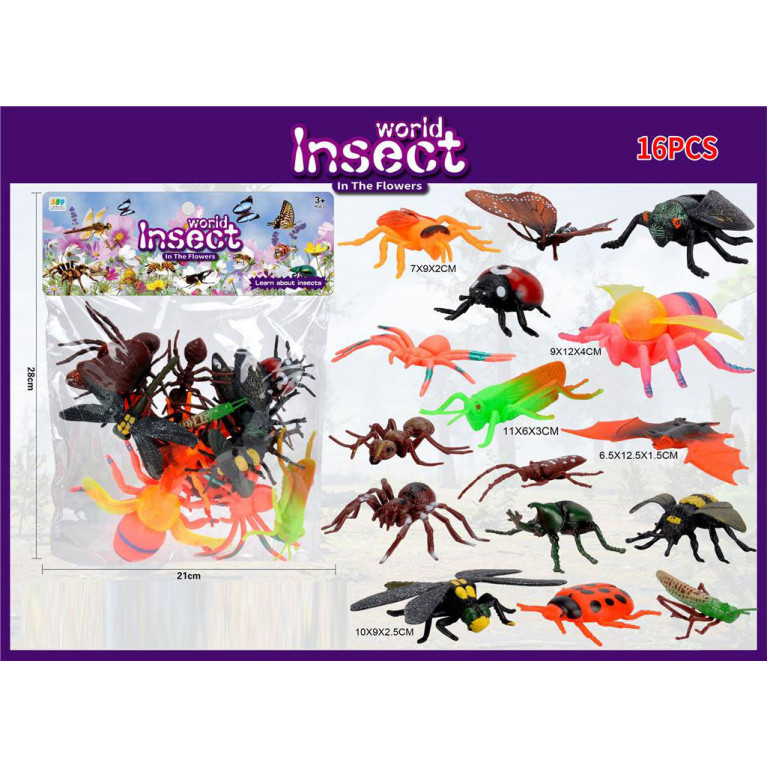 Игрушка детская:Набор насекомых  в пакете 16 шт. 559-294A